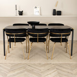 Jídelní stůl Pelle , Černá černá Křeslo Black+Arrow , Mosazné nohy , Black Velvet_6