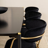 Jídelní stůl Pelle , Černá černá Křeslo Black+Arrow , Mosazné nohy , Black Velvet_6