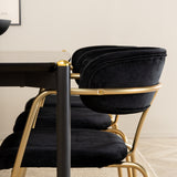 Jídelní stůl Pelle , Černá černá Křeslo Black+Arrow , Mosazné nohy , Black Velvet_6