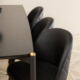 Pelle Jídelní stůl, Černá černá Černá+Velvet Jídelní židle w. Stiches , PU , Black Black_6