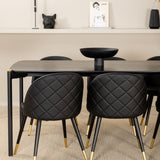 Pelle Jídelní stůl, Černá černá Černá+Velvet Jídelní židle w. Stiches , PU , Black Black_6