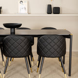 Pelle Jídelní stůl, Černá černá Černá+Velvet Jídelní židle w. Stiches , PU , Black Black_6