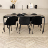 Jídelní stůl Pelle, černá černá Černá+Wrinkles jídelní židle, černé nohy, černá Velvet_6