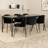 Jídelní stůl Pelle, černá černá Černá+Wrinkles jídelní židle, černé nohy, černá Velvet_6