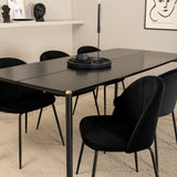 Jídelní stůl Pelle, černá černá Černá+Wrinkles jídelní židle, černé nohy, černá Velvet_6