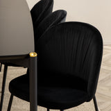 Jídelní stůl Pelle, černá černá Černá+Wrinkles jídelní židle, černé nohy, černá Velvet_6
