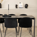 Jídelní stůl Pelle, černá černá Černá+Wrinkles jídelní židle, černé nohy, černá Velvet_6
