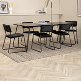 Jídelní stůl Petra , černá černá dýha + židle Kenth , černý černý samet_6