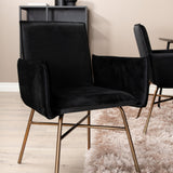 Jídelní stůl Petra , černá černá dýha + židle Petra , distressed měď černý samet_6