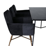 Jídelní stůl Petra , černá černá dýha + židle Petra , distressed měď černý samet_6