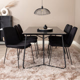 Jídelní stůl Petra, černá černá dýha+muce jídelní židle, černé nohy, černá látka_6