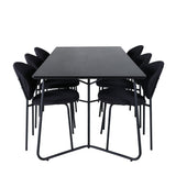 Jídelní stůl Petra , černá černá dýha + jídelní židle klenba , černé nohy , černá látka_6