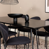 Jídelní stůl Petra , černá černá dýha + jídelní židle klenba , černé nohy , černá látka_6