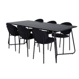 Jídelní stůl Petra , černá černá dýha + jídelní židle klenba , černé nohy , černá látka_6