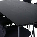 Jídelní stůl Petra , černá černá dýha + jídelní židle klenba , černé nohy , černá látka_6