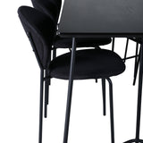 Jídelní stůl Petra , černá černá dýha + jídelní židle klenba , černé nohy , černá látka_6