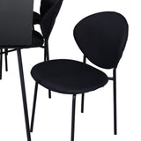 Jídelní stůl Petra , černá černá dýha + jídelní židle klenba , černé nohy , černá látka_6