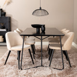 Jídelní stůl Petra , černá černá dýha + židle se sametovými stehy , černá béžová Velvet_6