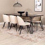 Jídelní stůl Petra , černá černá dýha + židle se sametovými stehy , černá béžová Velvet_6