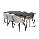 Jídelní stůl Petra , černá černá dýha + židle se sametovými stehy , černá béžová Velvet_6