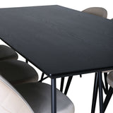 Jídelní stůl Petra , černá černá dýha + židle se sametovými stehy , černá béžová Velvet_6