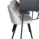 Jídelní stůl Petra , černá černá dýha + židle se sametovými stehy , černá béžová Velvet_6