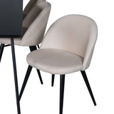 Jídelní stůl Petra , černá černá dýha + židle se sametovými stehy , černá béžová Velvet_6