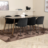 Jídelní stůl Petra , Distressed Copper Black Veneer+Wrinkles Jídelní židle , Černé nohy , Black Velvet_6