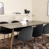 Jídelní stůl Petra , Distressed Copper Black Veneer+Wrinkles Jídelní židle , Černé nohy , Black Velvet_6