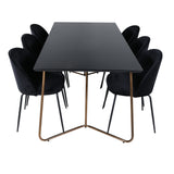 Jídelní stůl Petra , Distressed Copper Black Veneer+Wrinkles Jídelní židle , Černé nohy , Black Velvet_6