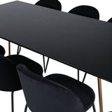 Jídelní stůl Petra , Distressed Copper Black Veneer+Wrinkles Jídelní židle , Černé nohy , Black Velvet_6