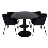 Oválný jídelní stůl Pillan, židle Black Black Glass Marble+Berit, Black Black Velvet_4