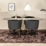 Oválný jídelní stůl Pillan, židle Black Black Glass Marble+Berit, Black Black Velvet_4