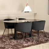 Oválný jídelní stůl Pillan, židle Black Black Glass Marble+Berit, Black Black Velvet_4