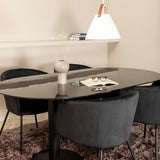 Oválný jídelní stůl Pillan, židle Black Black Glass Marble+Berit, Black Black Velvet_4