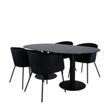 Oválný jídelní stůl Pillan, židle Black Black Glass Marble+Berit, Black Black Velvet_4