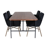 Jídelní stůl Uno , černá ořechová dýha + židle Petra , distressed měď Black Velvet_4