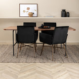Jídelní stůl Uno , černá ořechová dýha + židle Petra , distressed měď Black Velvet_4