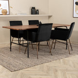 Jídelní stůl Uno , černá ořechová dýha + židle Petra , distressed měď Black Velvet_4