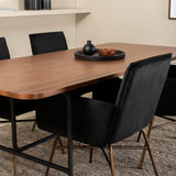 Jídelní stůl Uno , černá ořechová dýha + židle Petra , distressed měď Black Velvet_4