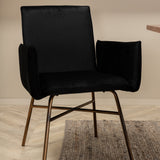 Jídelní stůl Uno , černá ořechová dýha + židle Petra , distressed měď Black Velvet_4
