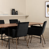 Jídelní stůl Uno , černá ořechová dýha + židle Petra , distressed měď Black Velvet_4