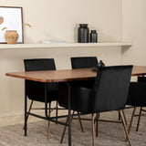 Jídelní stůl Uno , černá ořechová dýha + židle Petra , distressed měď Black Velvet_4