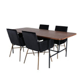 Jídelní stůl Uno , černá ořechová dýha + židle Petra , distressed měď Black Velvet_4