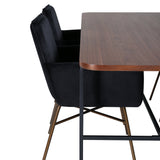 Jídelní stůl Uno , černá ořechová dýha + židle Petra , distressed měď Black Velvet_4
