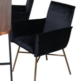 Jídelní stůl Uno , černá ořechová dýha + židle Petra , distressed měď Black Velvet_4