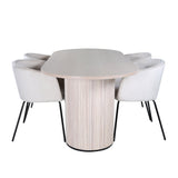 Oválný jídelní stůl Bianca , White Wash Černá dýha + židle Berit , Black Beige Velvet_4
