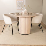 Oválný jídelní stůl Bianca , White Wash Černá dýha + židle Berit , Black Beige Velvet_4