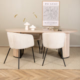 Oválný jídelní stůl Bianca , White Wash Černá dýha + židle Berit , Black Beige Velvet_4