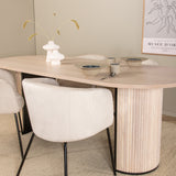 Oválný jídelní stůl Bianca , White Wash Černá dýha + židle Berit , Black Beige Velvet_4
